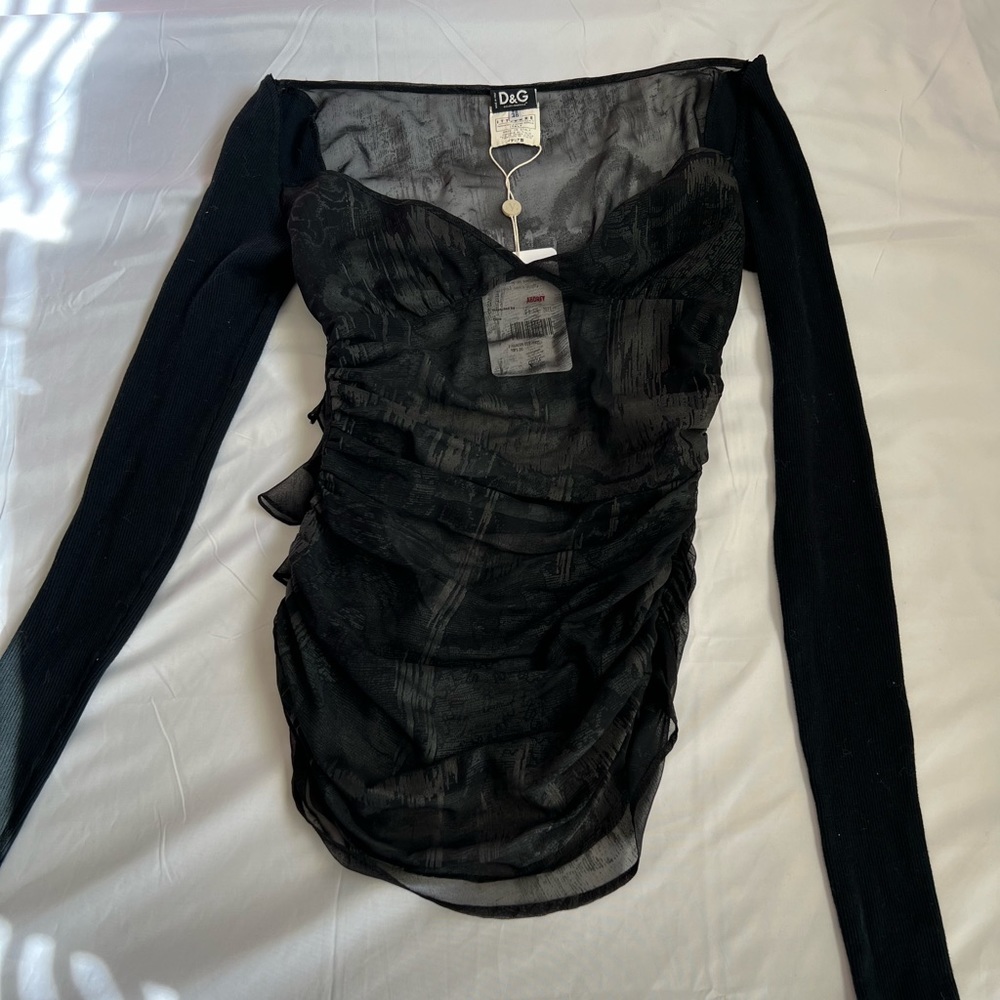 🖤SOLD🖤Dolce and Gabbana black blouse mesh top corset style